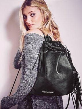 Victoria's Secret vegan leather fringe backpack